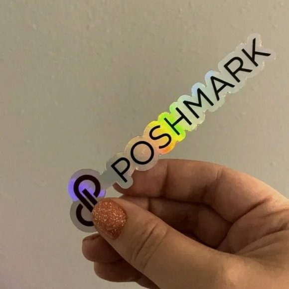 POSHMARK Sticker Holographic Metallic Silver Rainbow Shimmer Unicorn Poshfest - Picture 1 of 2